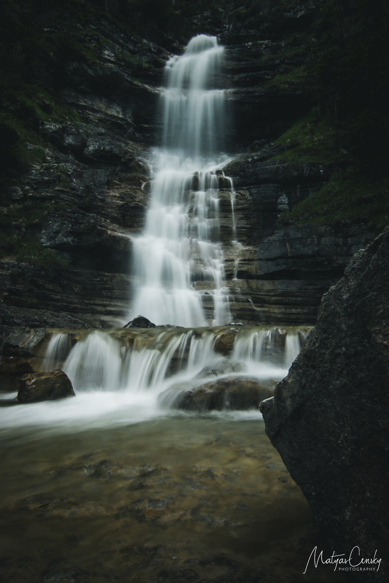 Long exposure photo of a waterfall near Ehrwalder Str., Austria.