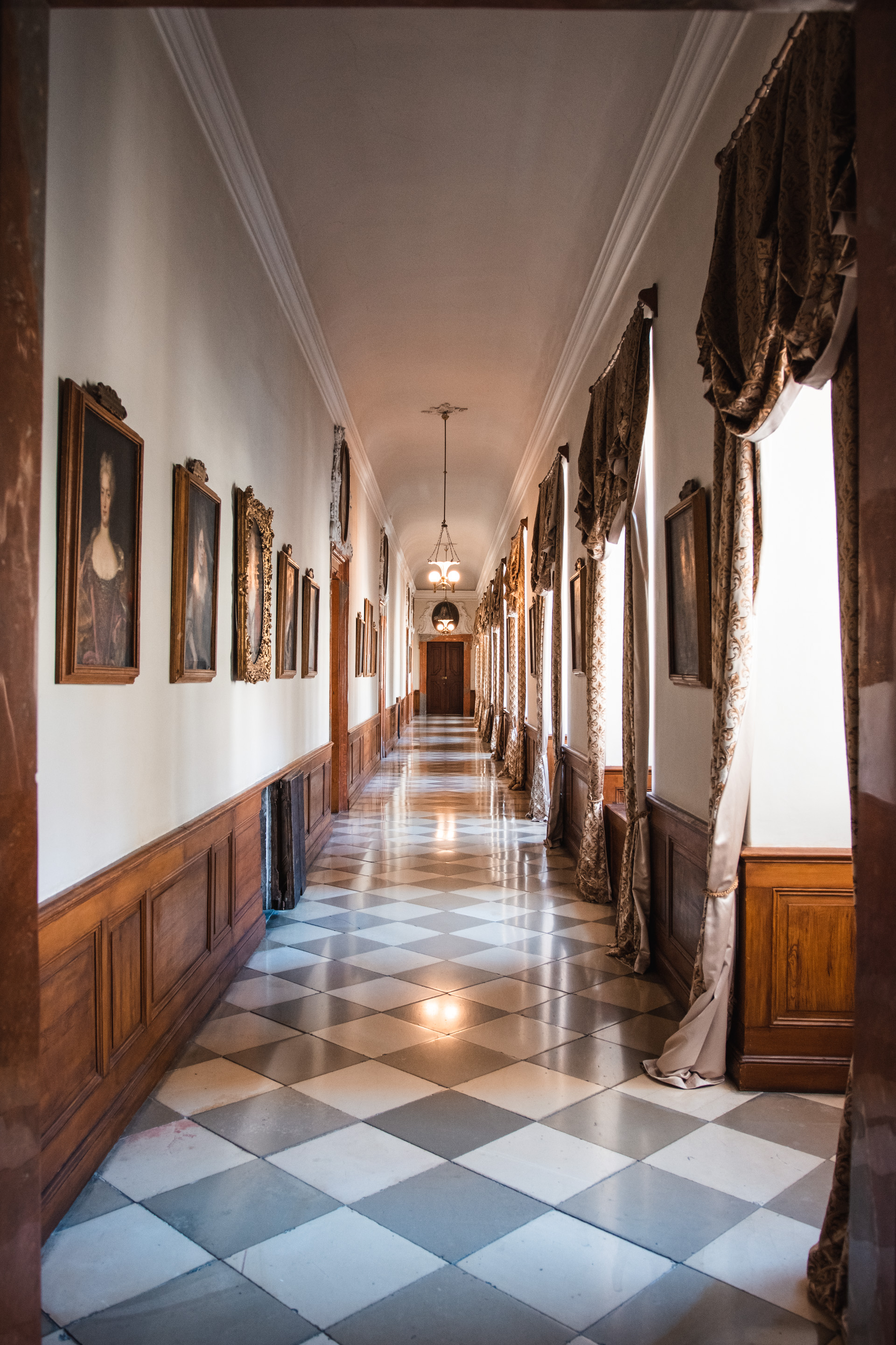 Photo of a hallway in Lednice Castle in Moravia.
