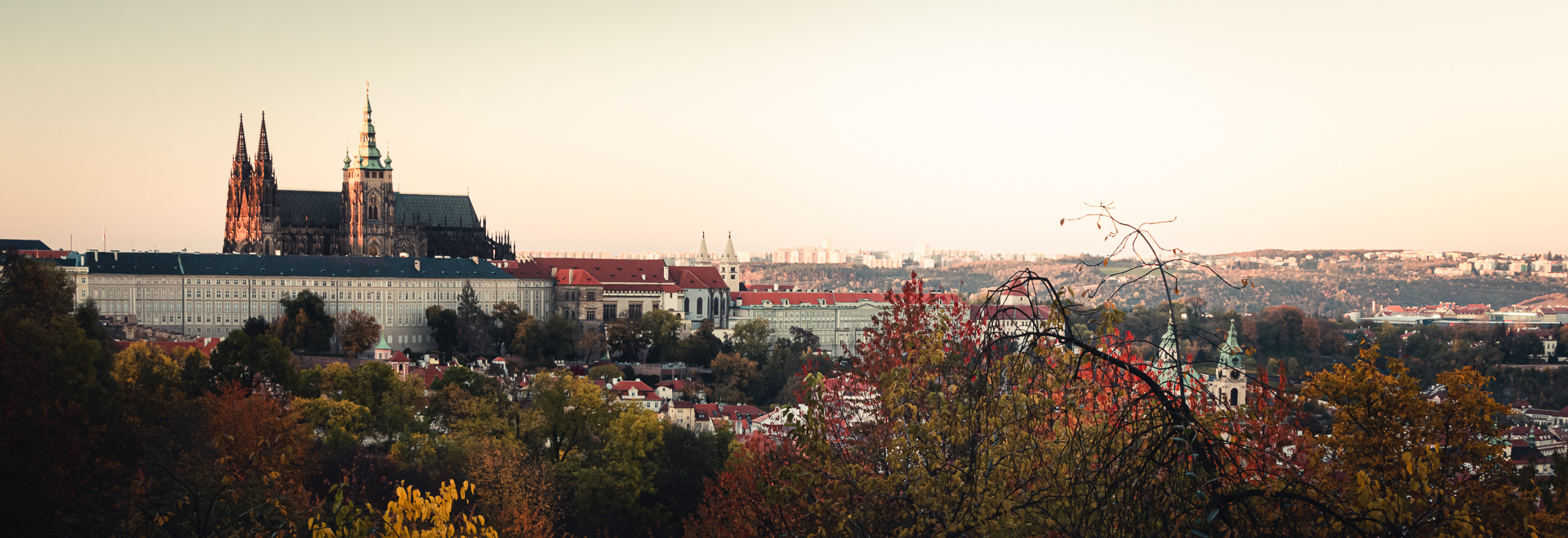 Photo of a Prague Castle in sunset taken from Petrin hill in Prague.